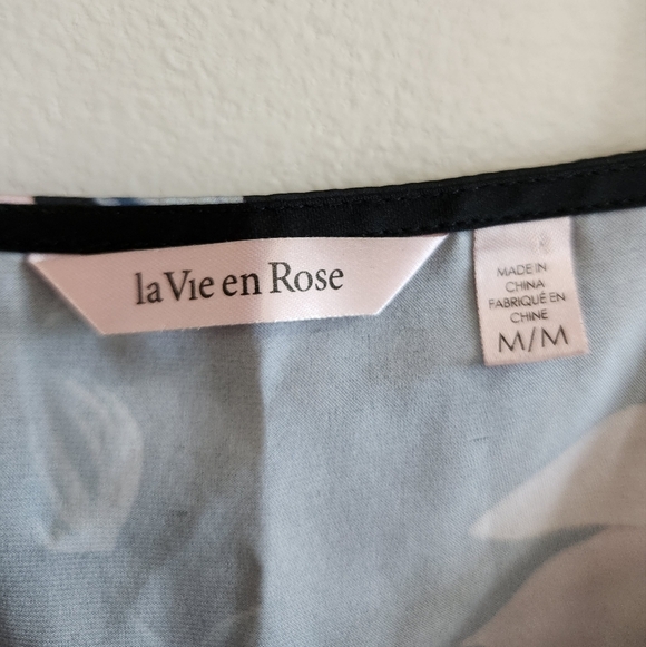 La Vie en Rose Black Floral Lace Trim Sleepwear Set Relax Fit Size M - Picture 8 of 15